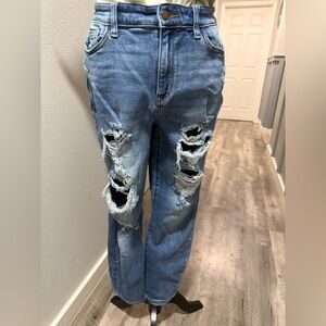 Judy Blue Women’s Boyfriend Distressed Jeans - Light Blue